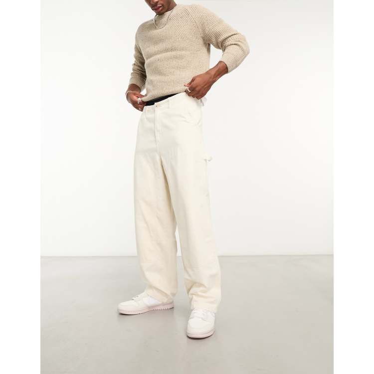 Bershka rustic carpenter trouser in ecru | ASOS