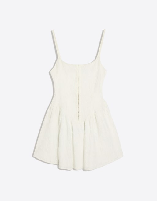 Bershka Rustic corset mini dress in white, 5 of 5