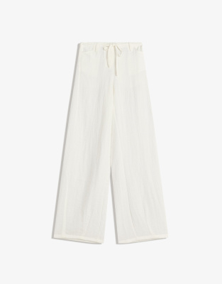 Bershka - Rustic - Hose in Weiß mit weitem Bein