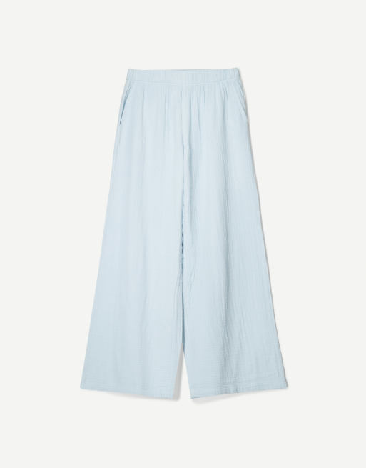Bershka - Rustic - Pantalon ample style champêtre en tissu crêpe double épaisseur - Bleu clair, 2 de 4
