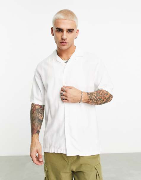 Bershka rustic relaxed shirt in white - view 1