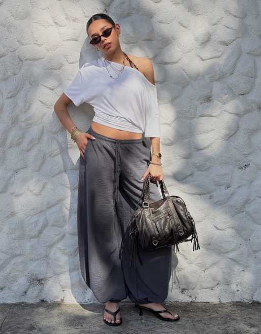 Bershka – Rustic – Sarouel-Hose in Grau und Schwarz, 4 von 4