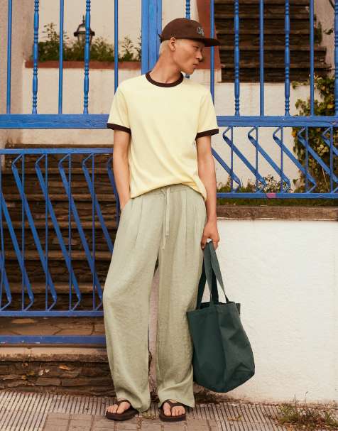 Bershka – Rustic – Weite Hose in Grün - view 1