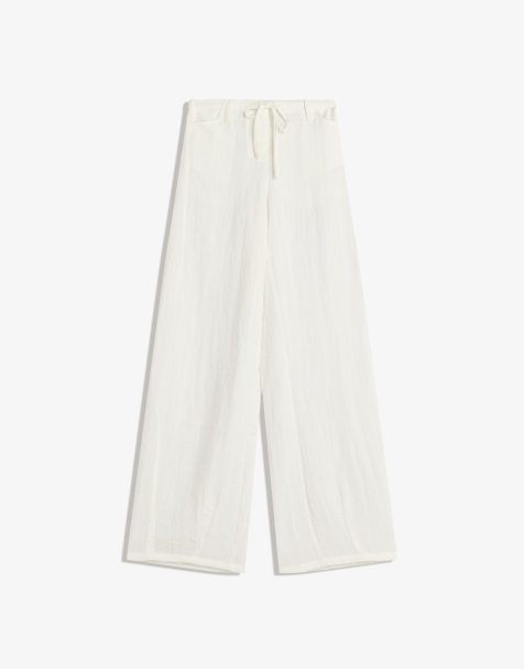 Bershka Rustic wide-leg trousers in white - view 1