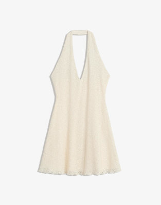 Bershka - Rustikales Minikleid in Weiß