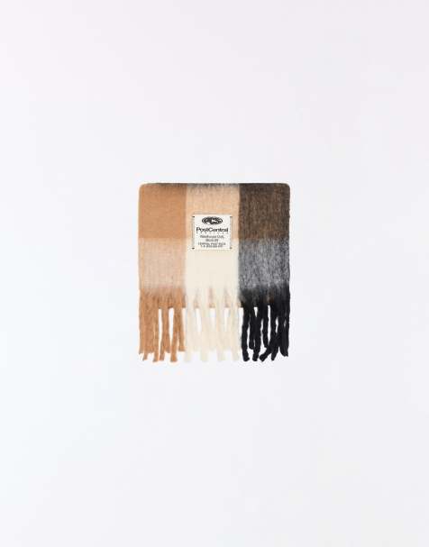 Bershka rutig scarf i brun - view 1
