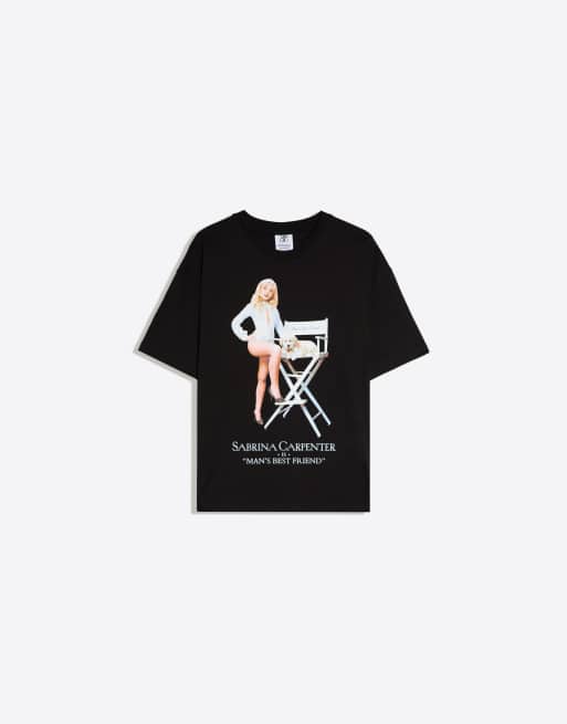 Bershka - Sabrina - T-shirt oversize nera con stampa carpenter, 5 di 5