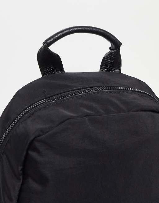 Pull&Bear - Sac à dos avec bord roulé sur le dessus - Noir