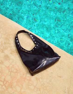 Bershka - Sac à main clouté - Marron