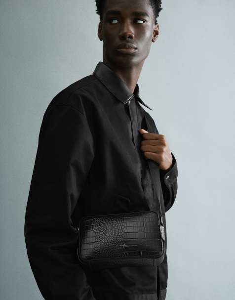 Bershka Sac bandoulière rigide texturé noir - view 1