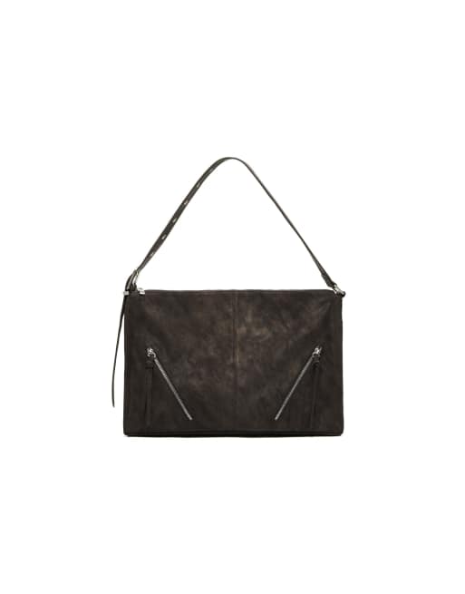 Bershka sac en daim synthétique à fermetures éclair marron, 4 de 4