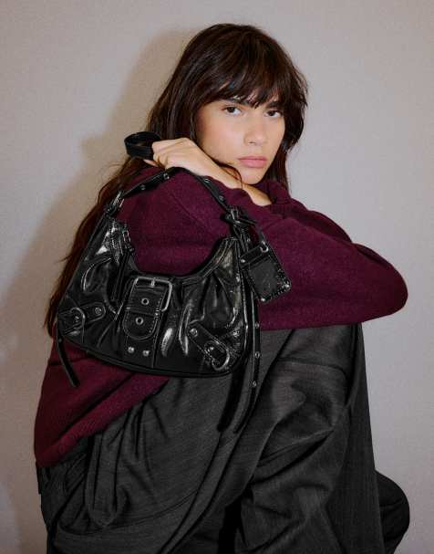 Bershka sac porté épaule à boucle noir - view 1