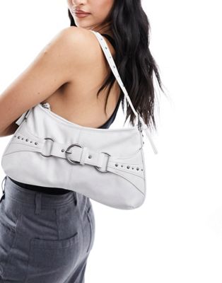 Bershka shoulder bag with belt detail in stone - ASOS Price Checker