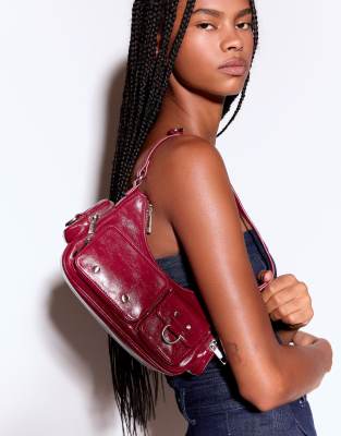 Bershka - Sac porté épaule multi-poches - Rouge