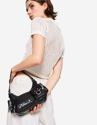 Bershka - Sac porté épaule orné de poches - Noir