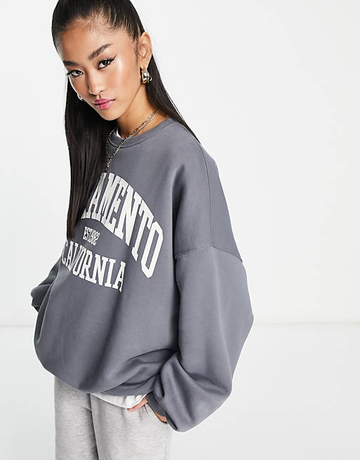Bershka Sacramento sweatshirt in grey | ASOS