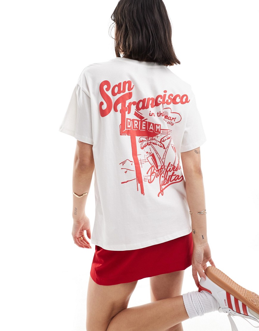 Bershka 'san Francisco' Oversized T-shirt In White