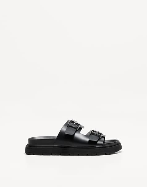 Bershka – Sandalen in Schwarz mit Schnallen - view 1