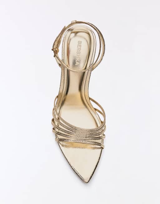 Bershka - Sandalen met hak en meerdere bandjes in goud, 3 van 7