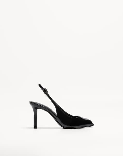 Bershka - Sandalen met hoge hak en opening in zwart - view 1