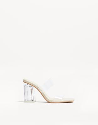 Bershka - Sandalen mit Riemchen und Absatz aus transparentem Vinyl-Keine Farbe