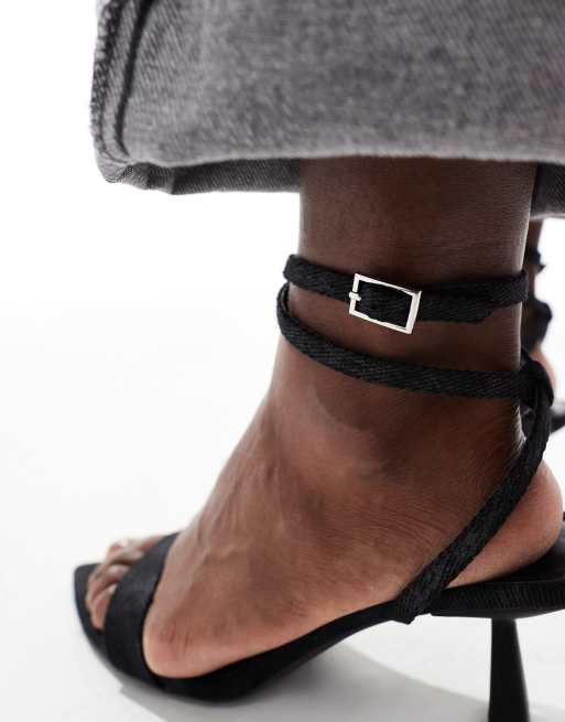 Bershka - Sandales à petit talon avec bride - Noir, 2 de 4