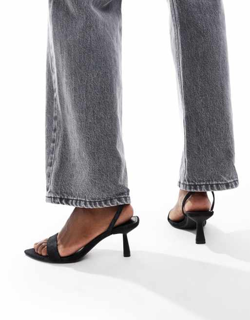 Bershka - Sandales à petit talon avec bride - Noir, 3 de 4