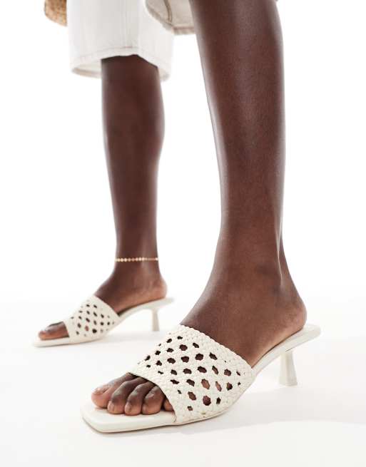 Bershka - Sandales à petit talon en crochet - Écru, 2 de 4