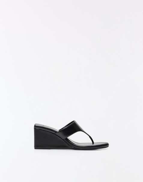 Bershka - Sandales à talon compensé - Noir - view 1