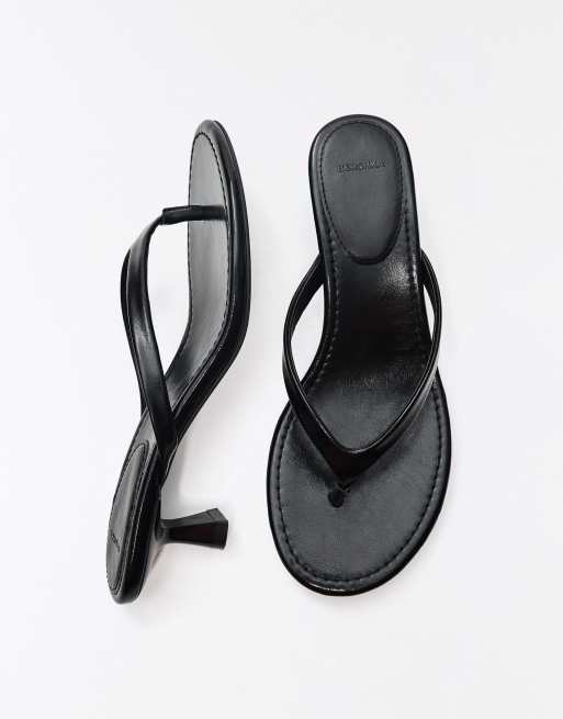 Bershka - Sandales à talon et entre-doigts - Noir, 2 de 4
