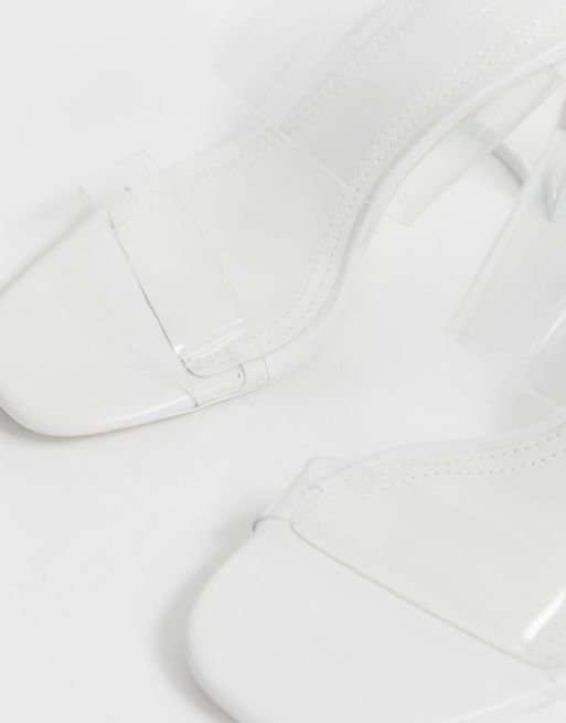 Bershka Sandales talon transparent mi haut Blanc ASOS