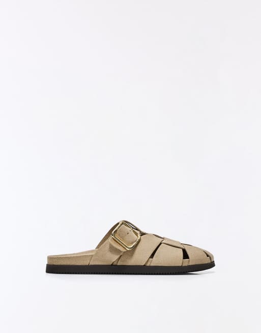 Bershka sandales mules ajourées beige, 2 de 7