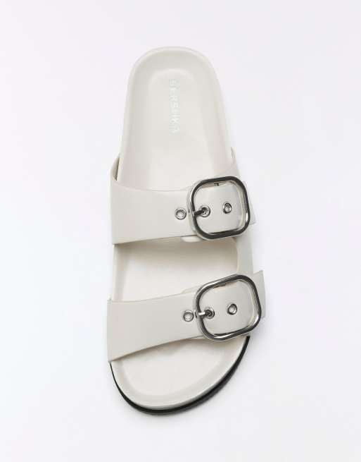 Bershka - Sandales plates à boucles - Beige, 3 de 4
