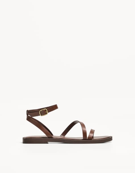 Bershka - Sandales plates à brides - Marron - view 1