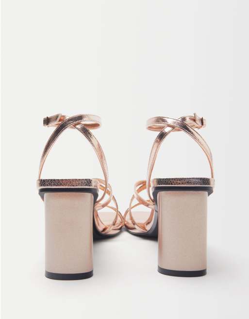 Bershka Sandali Con Tacco Medio E Spalline Dorati Asos