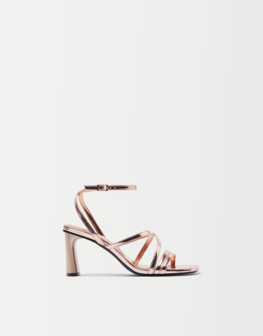 Bershka Sandali Con Tacco Medio E Spalline Dorati Asos