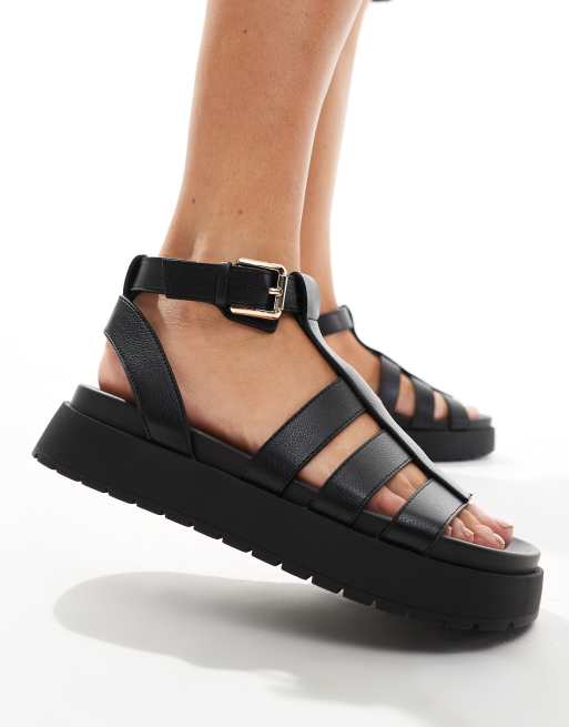 Bershka Sandali gladiatore flatform neri