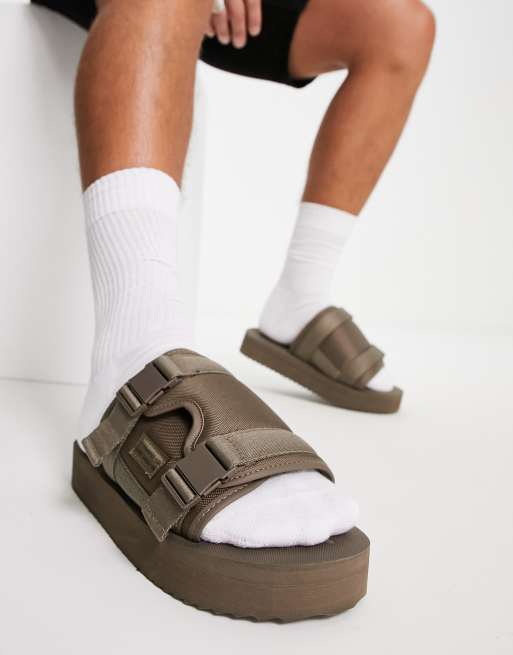 Bershka sandals with buckles in khaki