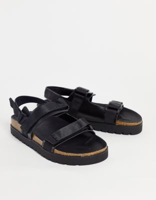 Bershka sandals with straps in black | ASOS