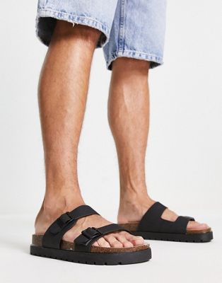 Bershka sandals with straps in black
