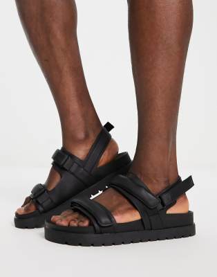 Bershka sandals with straps in black