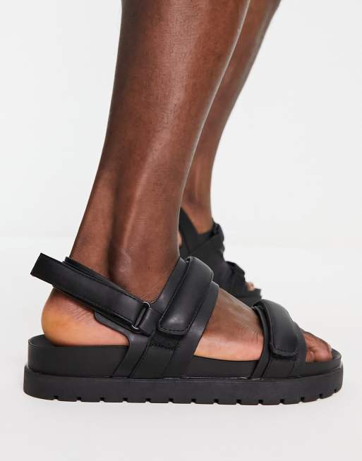 Bershka sandals with straps in black