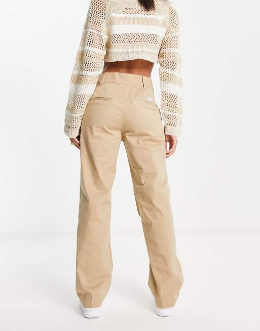 Bershka – Sandfärgade byxor med raka ben med hög midja, 2 av 4