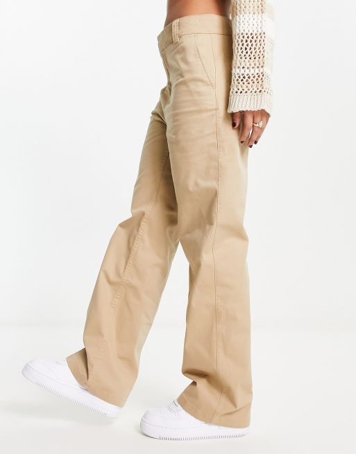 Bershka – Sandfärgade byxor med raka ben med hög midja, 4 av 4