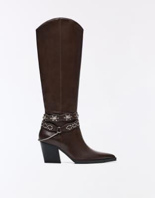 Bershka - Santiags à talon - Marron-Brown