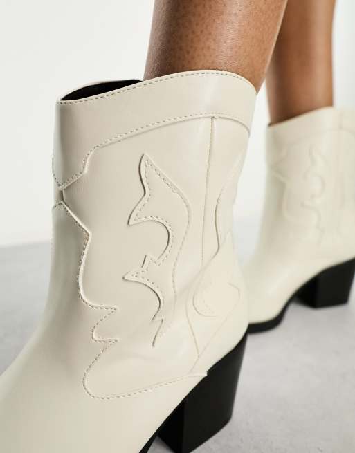 Bershka - Santiags en imitation cuir - Blanc cassé, 2 de 4