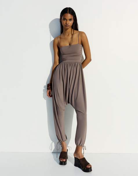 Bershka – Sarouel – Beige jumpsuit - view 1