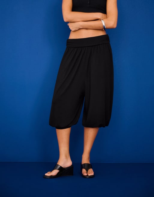 Bershka - Sarouel - Pantaloni capri neri, 3 di 4