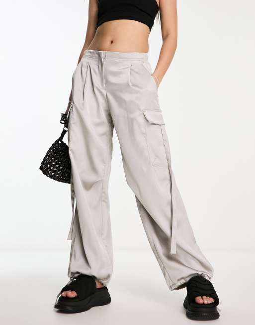 Bershka cargo trouser in grey