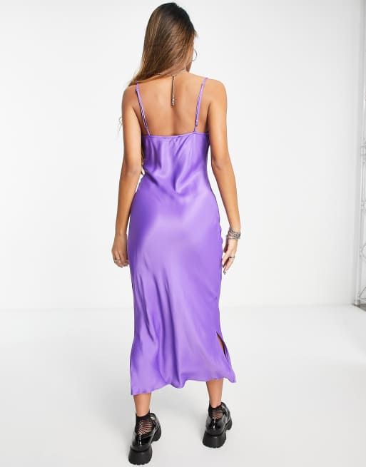 bershka satin slip dress Bershka on Instagram: "Our #bershkastyle community adore our Long Satin  Dress With Front Cut Out Detail "